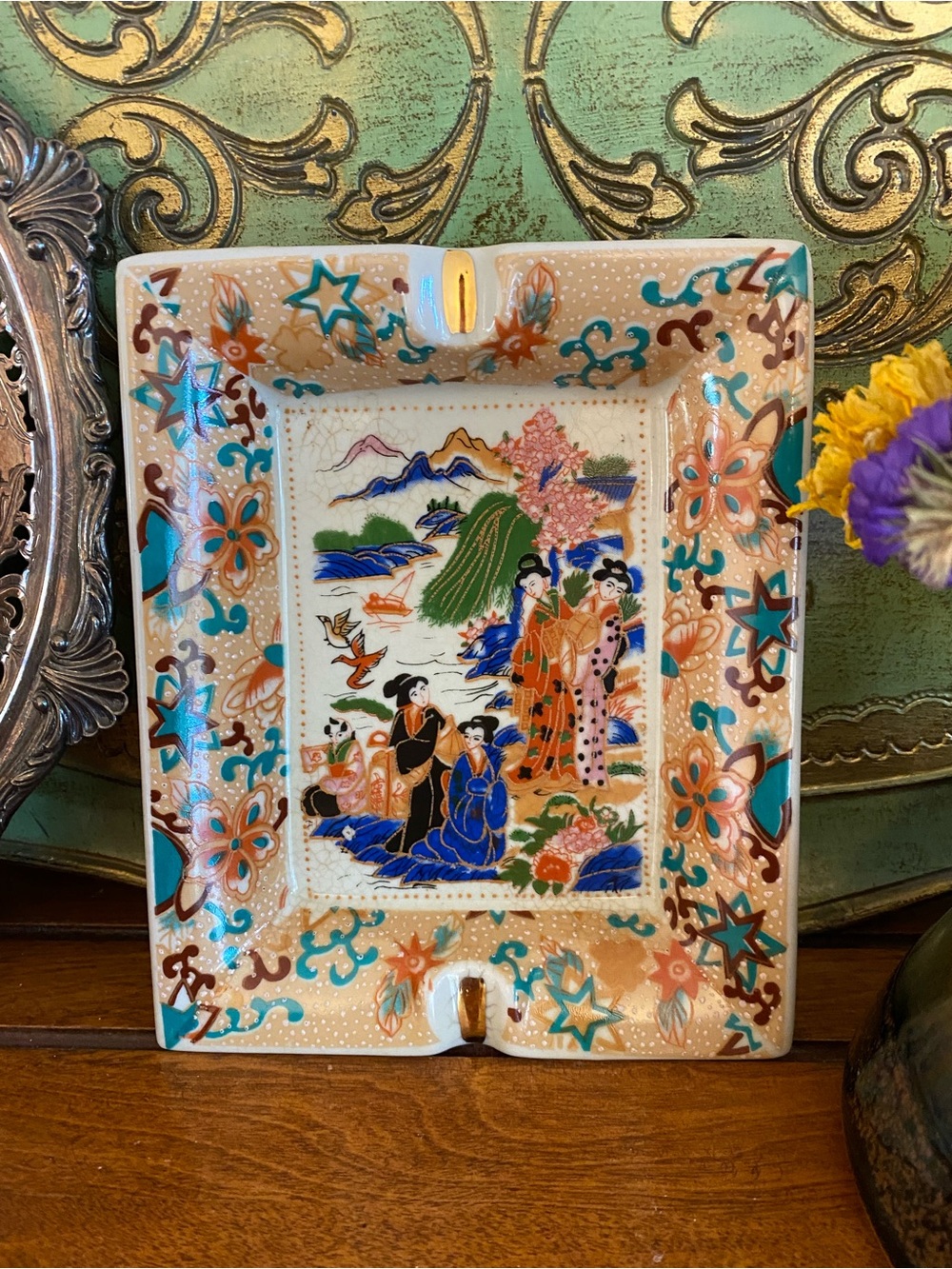 Vintage-style Gryphonware Porcelain Japanese-style Ashtrays/Catchall Trays